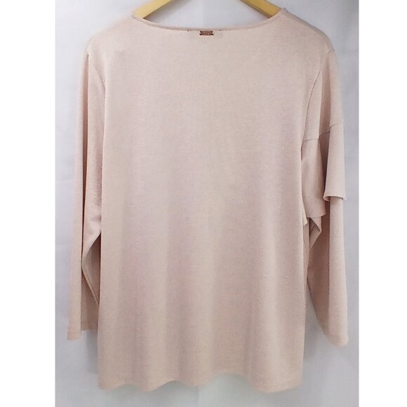Ivanka Trump Powder Pink Silver Lurex Jersey Top Blouse with Ruffle Front EUC - Picture 3 of 7